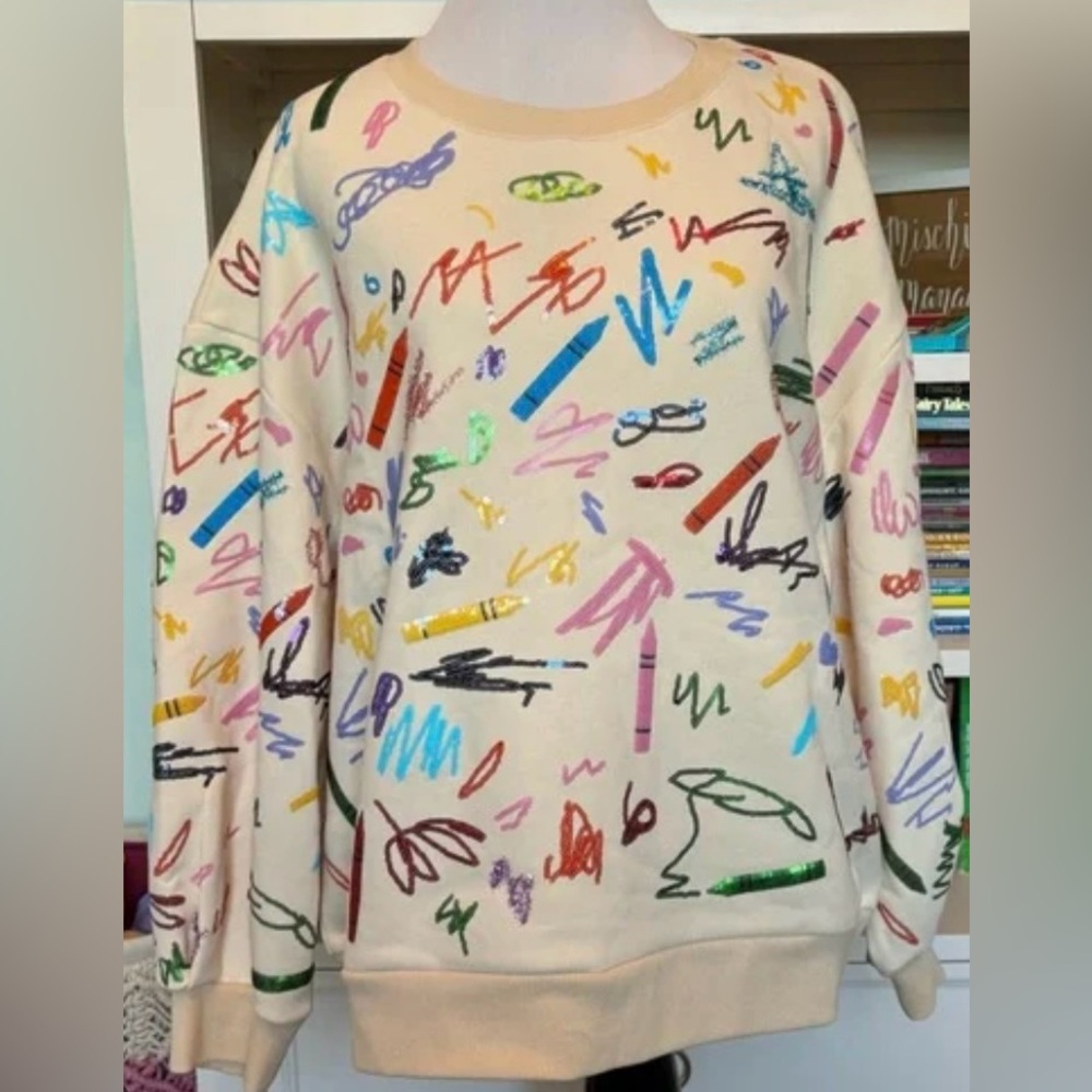 QUEEN OF SPARKLES Scribble Sweatshirt - XXL - EUC